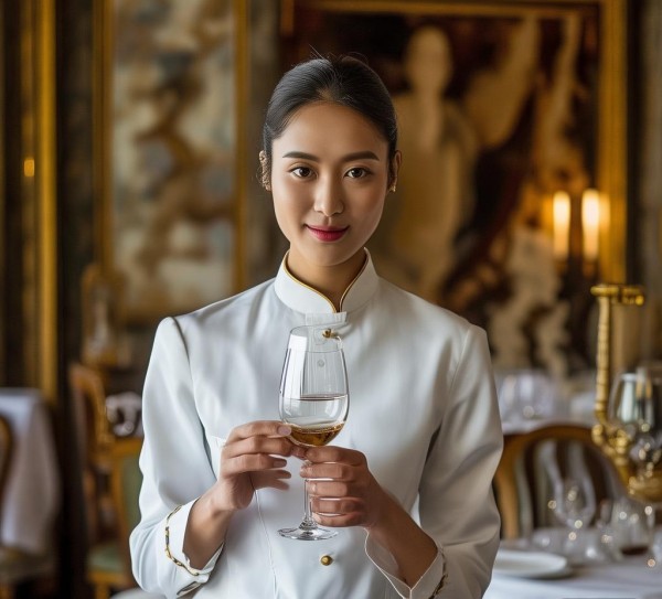 友谊酒店高端餐饮服务员，在高端餐饮中，以专业与温度定义卓越服务标准