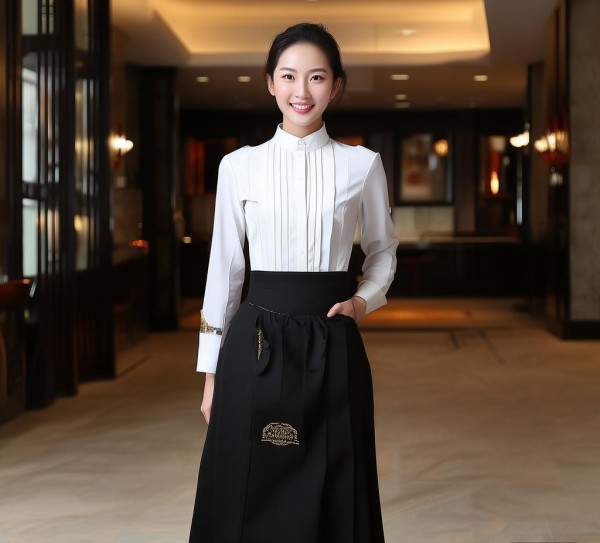 曲阳德祥商务酒店，餐饮服务员服装的细节体现专业与服务品质
