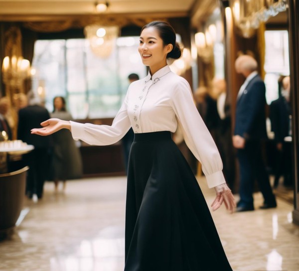 以礼为帆，情为桨，酒店服务员礼仪风采的生动展示